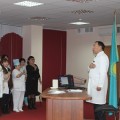 Торжественное поздравление главного врача Отарбекова А.Т.сотрудников поликлиники с Днем Первого Президента Республики Казахстан.